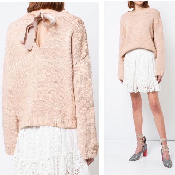 Ulla Johnson Tops - ULLA JOHNSON - Thalia Keyhole Sweater, Peach M/L